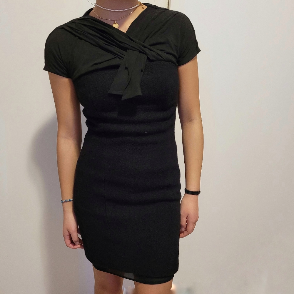 Max Mara Studio Wool Blend Fitted Mini Dress Short Sleeve